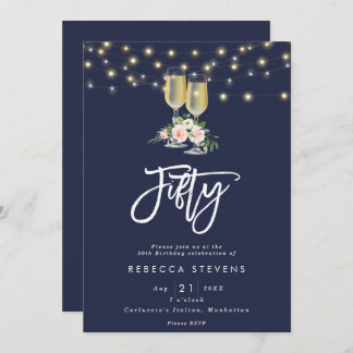 Rosa Bläserblase, Marineblasche 50. Geburtstag Einladung