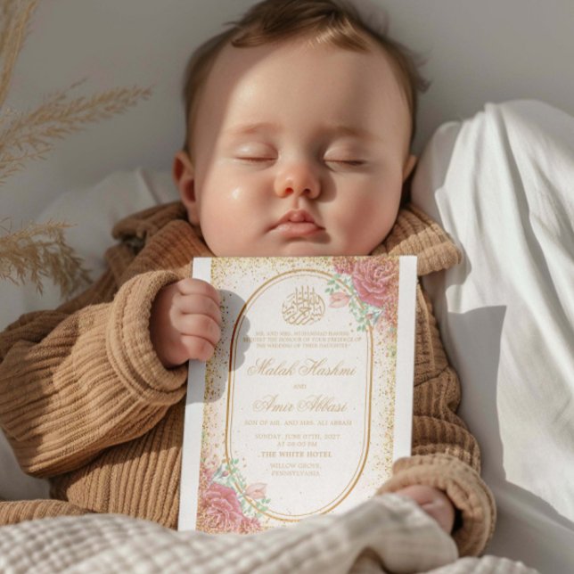 Rosa Bläserei & Rose Gliter Islamische Hochzeit Einladung (Von Creator hochgeladen)