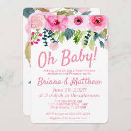 Rosa Bläserkuchen Kinderdusche Einladung