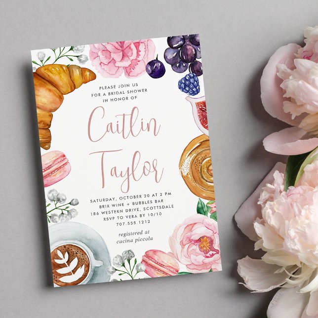 Rosa Bläsermund Brautparty Brunch Einladung (Von Creator hochgeladen)