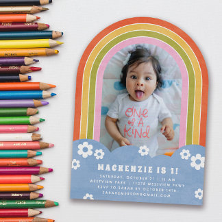 Rosa Bläsernchen-Regenbogen-Geburt-Einladung des K Einladung