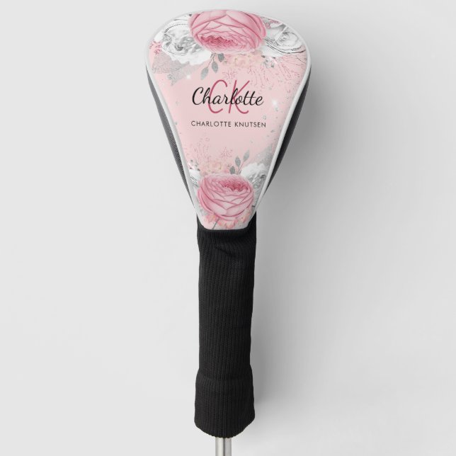 Rosa bläserne Blattsilber Golf Headcover (Vorderseite)