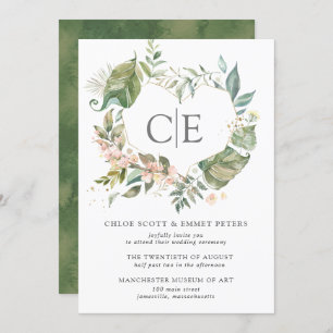 Rosa Bläserne botanische Hochzeit des rustikalen H Einladung