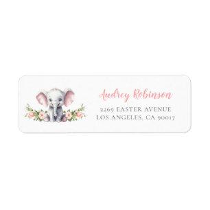 Rosa Bläserne Elephant Baby Dusche Rücksendeadress