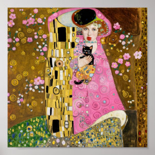 Rosa bläserne Gumminadine mit Gustav Klimt Kunst Poster