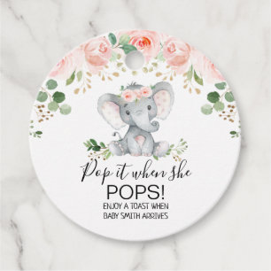 Rosa Bläserner Elefant Baby Dusche Pop It Geschenkanhänger