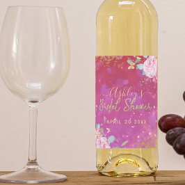 Rosa Bläserner Extravagant Elegantes Romantisches  Weinetikett