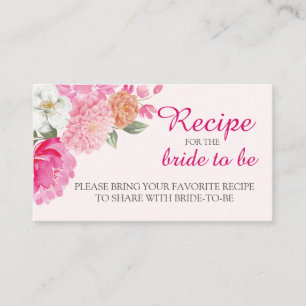 Rosa bläsernes Brautparty mit einem Rezept Begleitkarte
