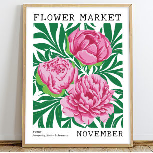Rosa Bläserpferde November Geburtstagsmarkt Blume Poster