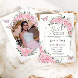 Rosa Bläserprinzessin Schmetterlinge Foto Süß 16 Einladung