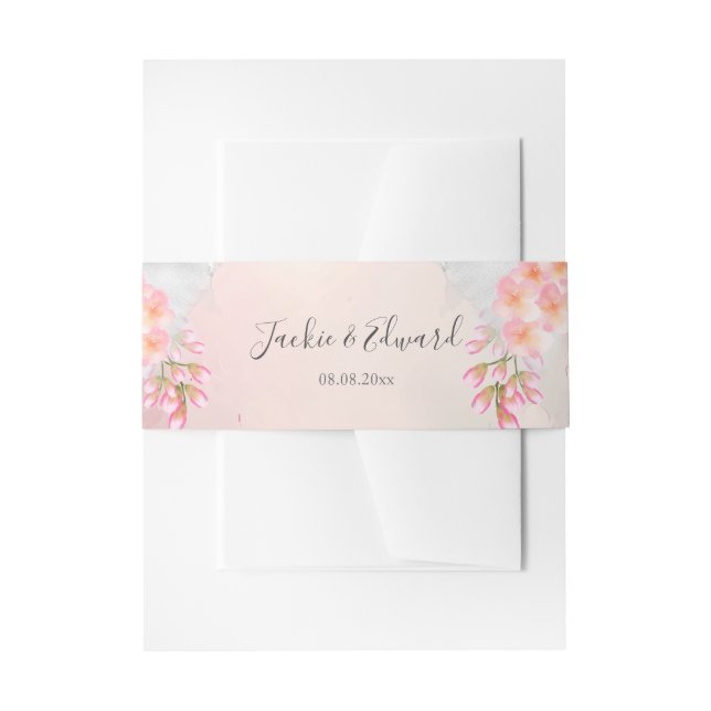 Rosa Bläserromantische Hochzeit Einladungsbanderole (Vorderseite Beispiel)