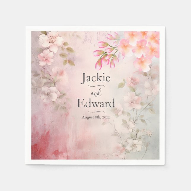 Rosa Bläserromantische Hochzeit Serviette (Vorderseite)