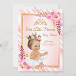 Rosa Bläserweiße Prinzessin Babydusche Brünett Einladung