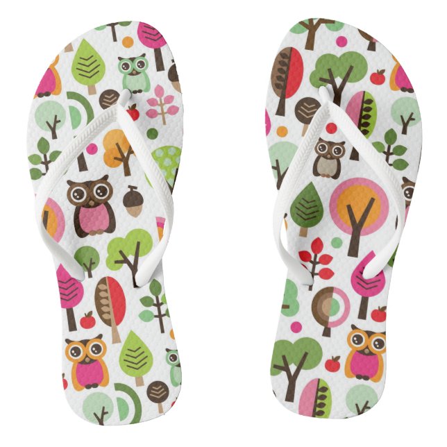 rosa Blattbaum Retro-Eulenmuster Flip Flops (Fußbett)