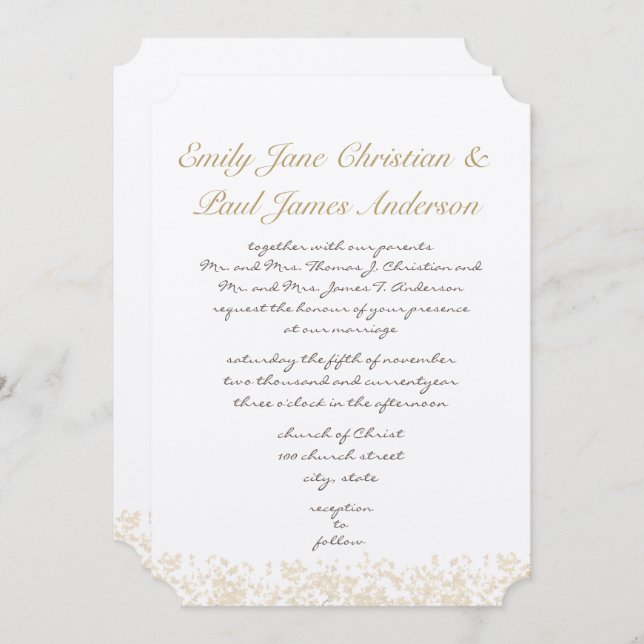 Rosa Blätter Elegante Monogramm Hochzeit Einladung (Vorne/Hinten)