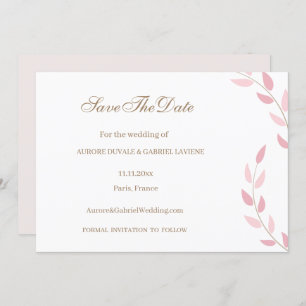 Rosa Blätter Herbst Save the Date Hochzeit Einladung