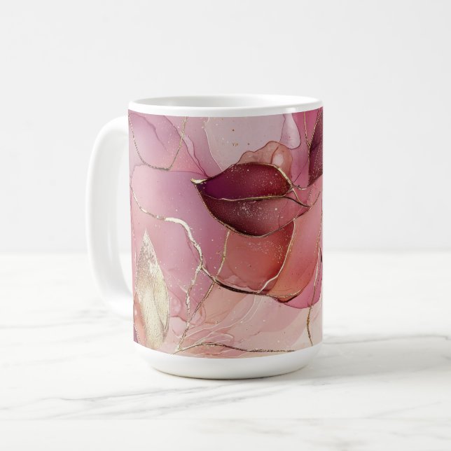 Rosa Blätter Kaffeetasse (Vorderseite Links)