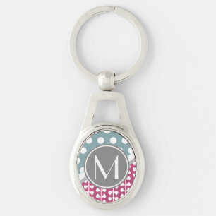 Rosa Blätter Maßgeschneiderte Monogramm Oval Sch Schlüsselanhänger