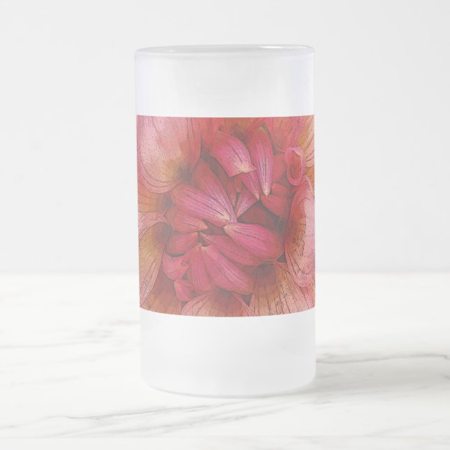 Rosa Blätter Mattglas Bierglas (Mittel)