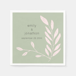 Rosa Blätter Namen Datum Hochzeitssage Grün Serviette