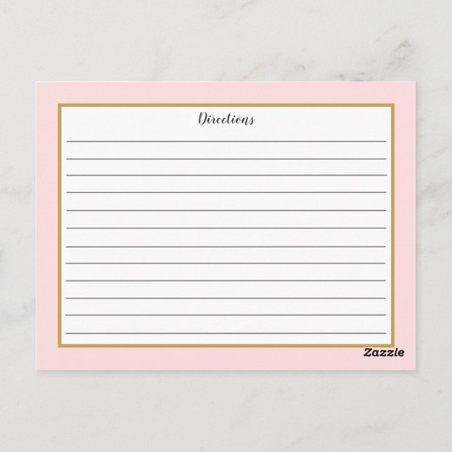 Rosa Blattgold Monogramm Rezeptkarte Postkarte (Rückseite)