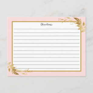 Rosa-Blattrezeptkarte Gold Blush Pink Postkarte
