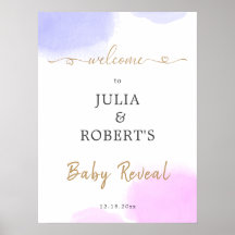 Rosa & Blau Aquarellfarben Gold-Script-Gender-Dars