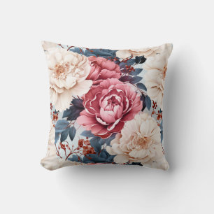 Rosa Blau elegante Blumenmuster Rose Kissen