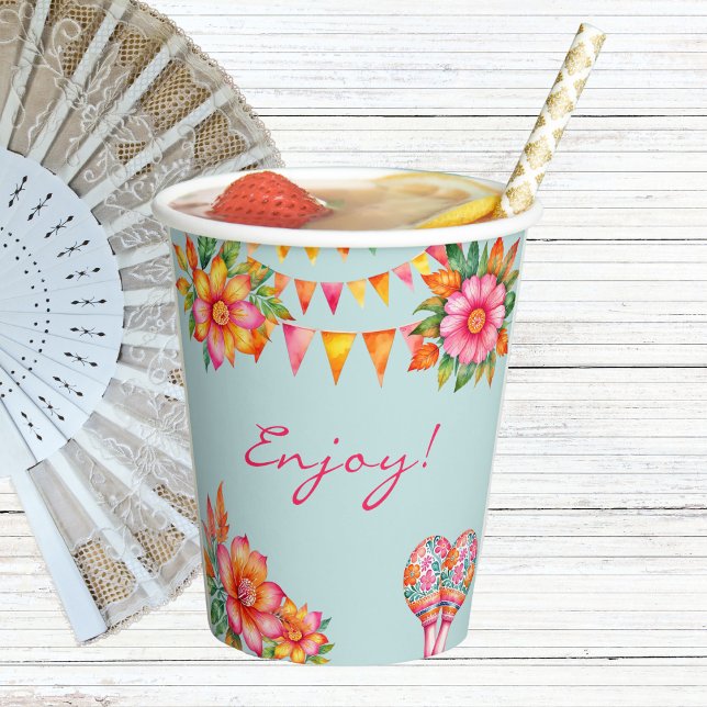 Rosa Blau-Fiesta-Brautparty Pappbecher (Von Creator hochgeladen)