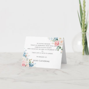 Rosa & Blau Florale Elegante Hochzeits-Erinnerungs Dankeskarte