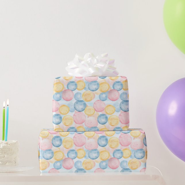 Rosa Blau Gelb Bubble Gum Geburtstag Geschenkpapier (Partygeschenke)