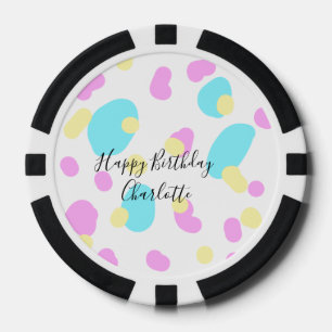 Rosa blau gelb glücklicher Geburtstag Kinder Forme Pokerchips