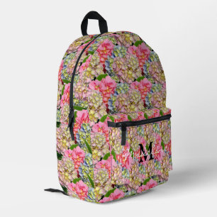 Rosa, blau-gelb-grüne Blumenhydrangeen Bedruckter Rucksack