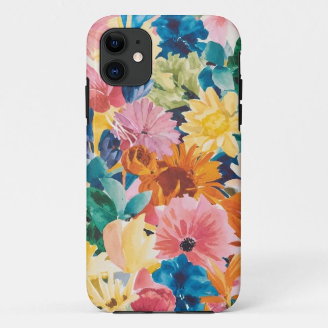 Rosa Blau Gelb Orange Blume Muster Case-Mate iPhone Hülle (Rückseite)