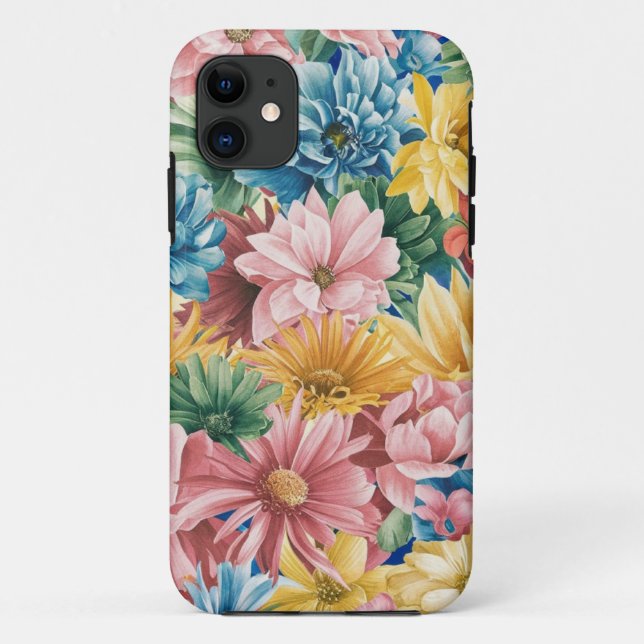 Rosa Blau Gelb Orange Blume Muster Case-Mate iPhone Hülle (Rückseite)