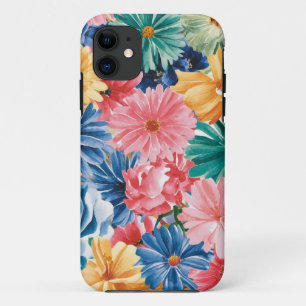 Rosa Blau Gelb Orange Blume Muster Case-Mate iPhone Hülle