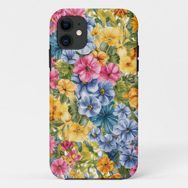 Rosa Blau Gelb Orange Blume Muster Case-Mate iPhone Hülle (Rückseite)