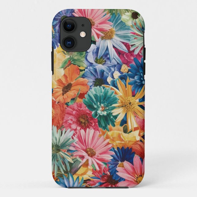 Rosa Blau Gelb Orange Blume Muster Case-Mate iPhone Hülle (Rückseite)