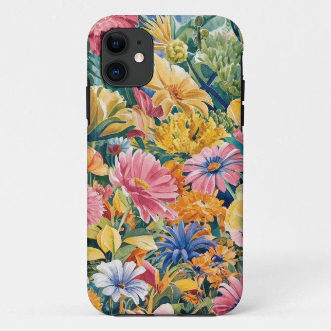 Rosa Blau Gelb Orange Blume Muster Case-Mate iPhone Hülle (Rückseite)