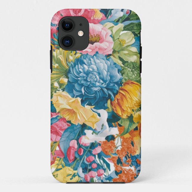 Rosa Blau Gelb Orange Blume Muster Case-Mate iPhone Hülle (Rückseite)