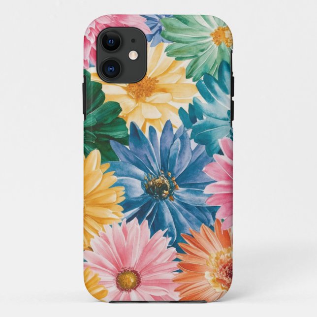 Rosa Blau Gelb Orange Blume Muster Case-Mate iPhone Hülle (Rückseite)