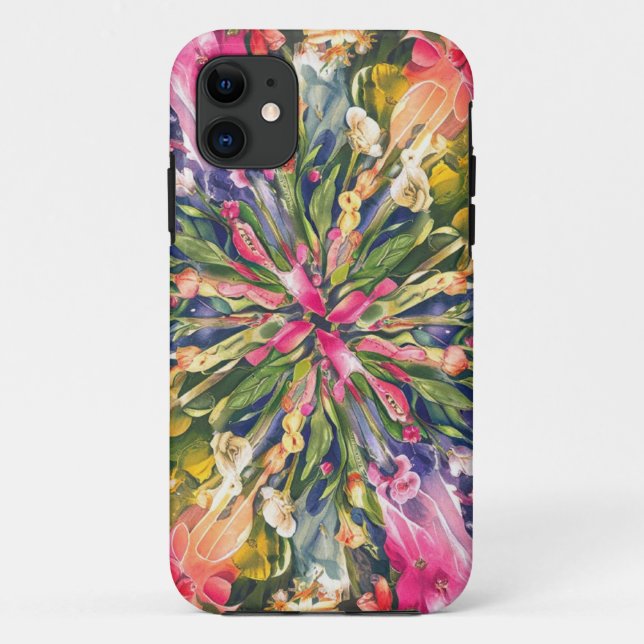 Rosa Blau Gelb Orange Blume Muster Case-Mate iPhone Hülle (Rückseite)
