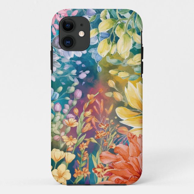 Rosa Blau Gelb Orange Blume Muster Case-Mate iPhone Hülle (Rückseite)