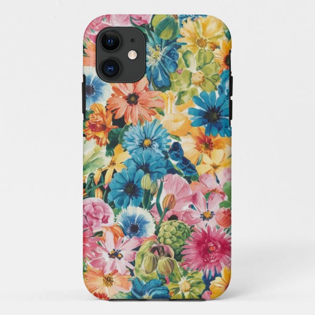 Rosa Blau Gelb Orange Blume Muster Case-Mate iPhone Hülle (Rückseite)
