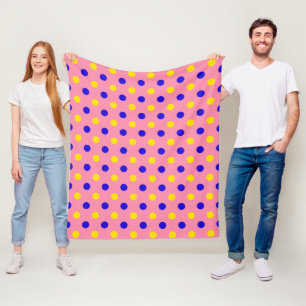 Rosa Blau Gelb Punkte Design Fleecedecke