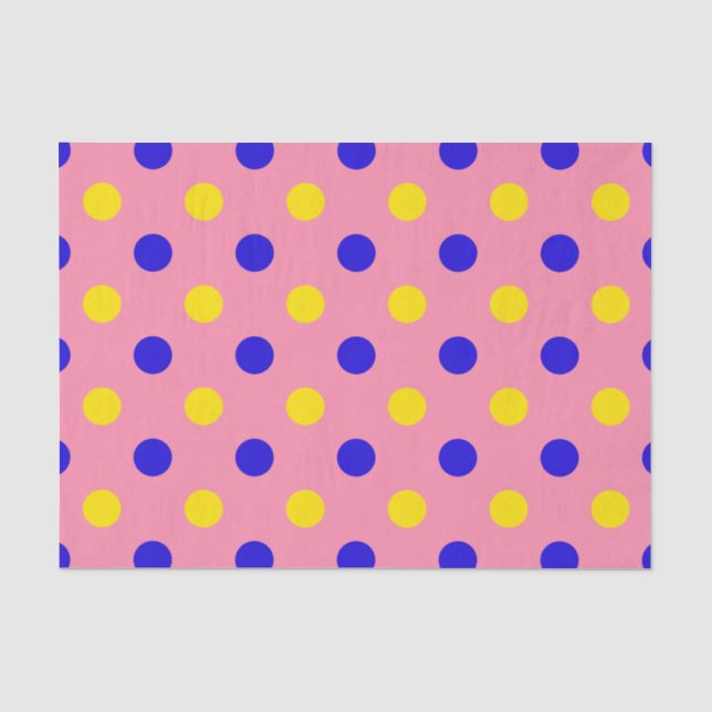 Rosa Blau Gelb Punkte Design  Seidenpapier (Vorderseite)