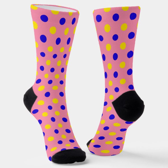 Rosa Blau Gelb Punkte Design  Socken (Gewinkelt)