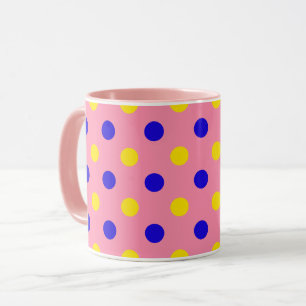 Rosa Blau Gelb Punkte Design Tasse