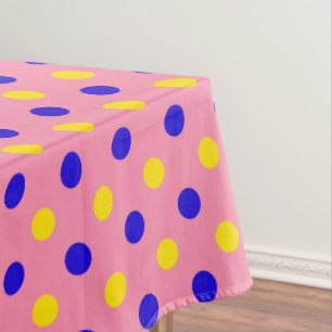 Rosa Blau Gelb Punkte Design Tischdecke