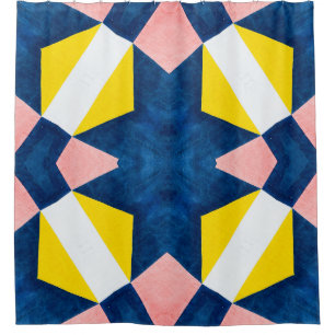 Rosa, blau, gelb, weiß Abstrakt Duschvorhang